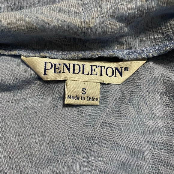 Pendleton Light Blue Sheer Floral Print Open Front Thin Cardigan - Picture 4 of 5